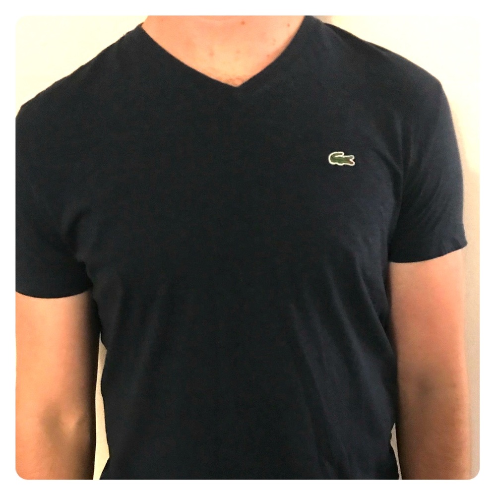 Navy blue Lacoste v-neck t shirt